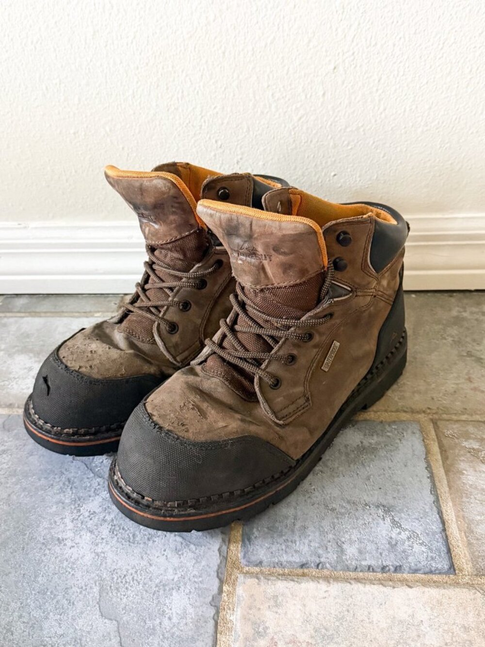 Ridgecut Waterproof Work Boots Steel Toe Brown Leather Mens 11 Wide